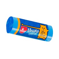 Мешки для мусора 20 л, синие, в рулоне 30 шт., ПНД, 8 мкм, 500х400 мм, Comfort, М0017 (МН 20-30с) в Кызыле