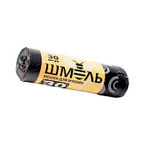 Мешки для мусора 30 л, черные, в рулоне 30 шт., ПНД, 7 мкм, 600х500 мм, ШМЕЛЬ, 4625 в Кызыле