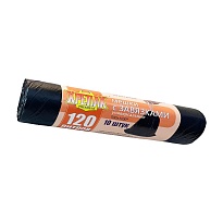 Мешки для мусора 120 л, с завязками, черные, в рулоне 10 шт., ПНД, 16 мкм, 1100х700 мм, Крепак, 4607075710320 в Кызыле