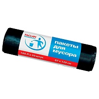 Мешки для мусора 160 л, черные, в рулоне 20 шт., ПВД, 30 мкм, 1200х870 мм, PACLAN Professional, 604082 в Кызыле