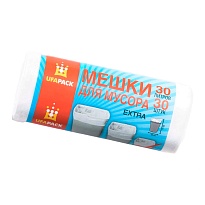 Мешки для мусора 30 л, белые, в рулоне 30 шт., ПНД, 5 мкм, 560х480 мм, Эконом, МЭ2585 (МНЭ 30-30б) в Кызыле