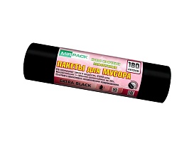 Мешки для мусора 180 л, ароматизированные, черные, в рулоне 10 шт., ПВД, 50 мкм, 1100х930 мм, EXTRA black, 18008301 в Кызыле