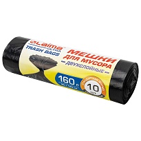 Мешки для мусора 160 л, черные, в рулоне 10 шт., ПВД, 30 мкм, 1200х900 мм, LAIMA ULTRA, 607694 в Кызыле