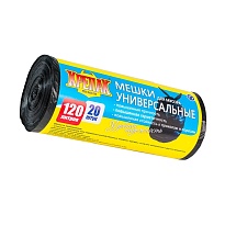 Мешки для мусора 120 л, черные, в рулоне 20 шт., ПНД, 15 мкм, 1100х700 мм, Крепак, 4607075710207 в Кызыле