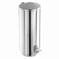 Ведро для мусора с педалью, усиленное, Титан, 30 л, кольцо под мешок, нержавеющая сталь, хром в Кызыле