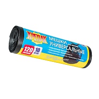 Мешки для мусора 120 л, черные, в рулоне 10 шт., ПНД, 15 мкм, 1100х700 мм, Крепак, 4607075710214 в Кызыле