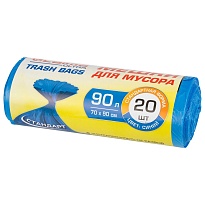 Мешки для мусора 90 л, синие, в рулоне 20 шт., ПНД, 14 мкм, 900х700 мм, LAIMA ULTRA, 607693 в Кызыле