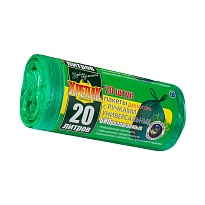 Мешки для мусора 20 л, биоразлагаемые, с ручками, черные, в рулоне 30 шт., ПНД, 10 мкм, 550х440 мм, Крепак, 4607075710047 в Кызыле