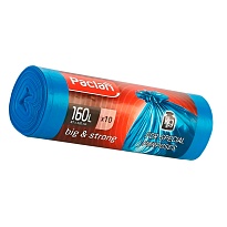 Мешки для мусора 160 л, синие, в рулоне 10 шт., ПВД, 21 мкм, 1200х870 мм, PACLAN Big&Strong, 604075 в Кызыле