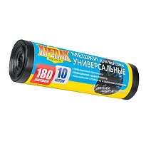 Мешки для мусора 180 л, черные, в рулоне 10 шт., ПНД, 20 мкм, 1150х800 мм, Крепак, 4607075710481 в Кызыле