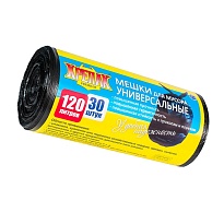 Мешки для мусора 120 л, черные, в рулоне 30 шт., ПНД, 15 мкм, 1100х700 мм, Крепак, 4607075710122 в Кызыле