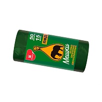 Мешки для мусора 50 л, зеленые, в рулоне 15 шт., ПВД, 24 мкм, 660х540 мм, Уфа Пак, МВ1519О (МВ 50-15ор) в Кызыле