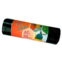 Мешки для мусора 60 л, черные, в рулоне 30 шт., ПНД, 6 мкм, 640х580 мм, Концепция Быта EcoClean, 603890 в Кызыле
