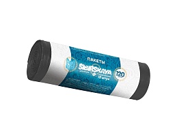 Мешки для мусора 120 л, черные, в рулоне 10 шт., ПНД, 14 мкм, 1100х700 мм, SIBIRSKAYA, 101-008 S в Кызыле