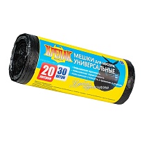 Мешки для мусора 20 л, черные, в рулоне 30 шт., ПНД, 10 мкм, 550х440 мм, Крепак, 4607075710092 в Кызыле