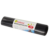 Мешки для мусора 240 л, черные, в рулоне 5 шт., ПВД 30 мкм, 1300х900 мм, Любаша, 605338 в Кызыле