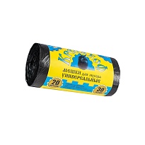 Мешки для мусора 20 л, с ушками, черные, в рулоне 30 шт., ПНД, 10 мкм, 550х440 мм, Крепакоф, 4607075710221 в Кызыле