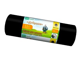 Мешки для мусора 180 л, ароматизированные, черные, в рулоне 10 шт., ПВД, 100 мкм, 1100х930 мм, Добрыня, Dob18010black в Кызыле