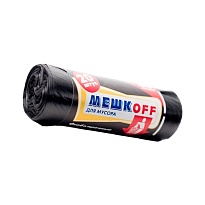 Мешки для мусора 60 л, черные, в рулоне 20 шт., ПНД, 9 мкм, 700х600 мм, МЕШКОFF, 4045 в Кызыле